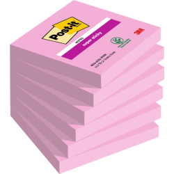 CONFEZIONE DA 6 BLOCCHETTI DI POST-IT SUPER STICKY DA 90 FOGLIETTI ADESIVI RIPOSIZIONABILI -76X76 MM - ROSA