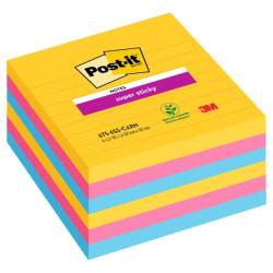 CONFEZIONE DA 6 BLOCCHETTI DI POST-IT SUPER STICKY DA 90 FOGLIETTI ADESIVI RIPOSIZIONABILI - 101X101 MM