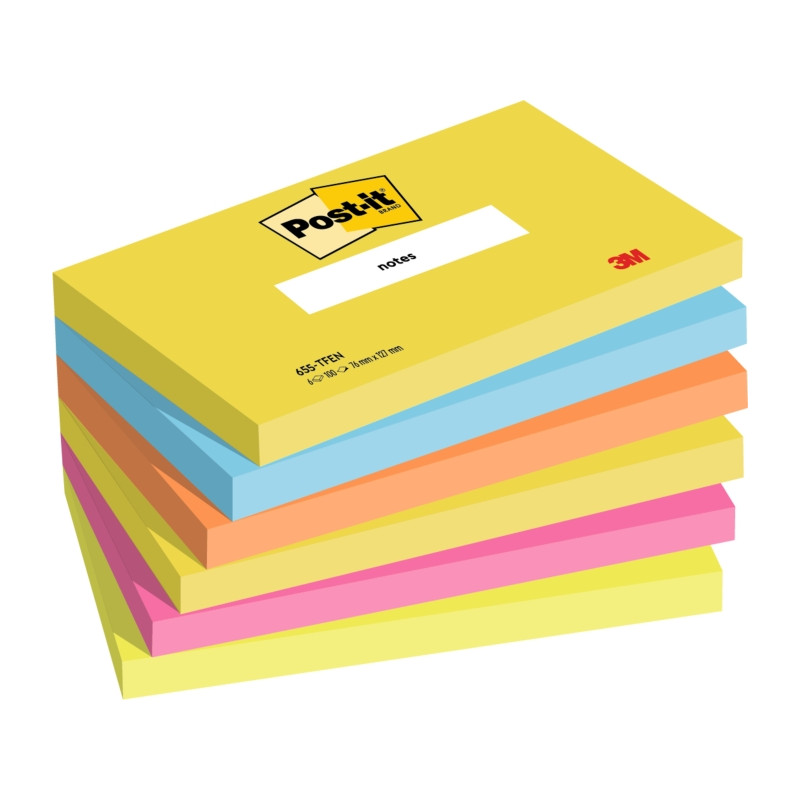 CONFEZIONE DA 6 BLOCCHETTI DI POST-IT DA 100 FOGLIETTI ADESIVI RIPOSIZIONABILI