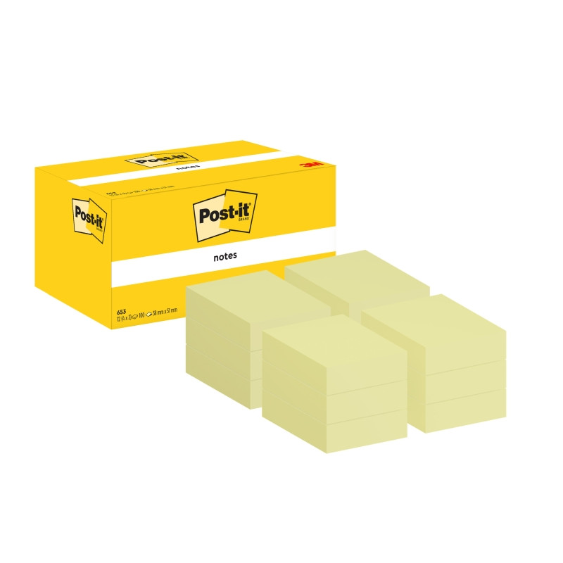 CONFEZIONE DA 12 BLOCCHETTI DI POST-IT DA 100 FOGLIETTI ADESIVI RIPOSIZIONABILI, 38X51 MM