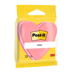 BLOCCHETTO DI POST-IT CON 225 FOGLIETTI ADESIVI RIPOSIZIONABILI - FORMA A CUORE - 70X70 MM - ROSA