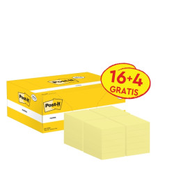 CONFEZIONE DA 20 BLOCCHETTI DI POST-IT DA 100 FOGLIETTI ADESIVI RIPOSIZIONABILI, 38X51 MM - GIALLO CHIARO