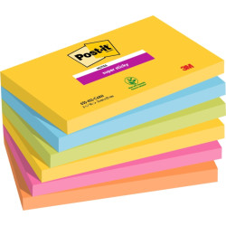 CONFEZIONE DA 6 BLOCCHETTI DI POST-IT SUPER STICKY DA 90 FOGLIETTI ADESIVI RIPOSIZIONABILI