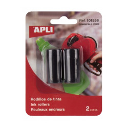 CONFEZIONE DA 2 CARTUCCE DI INCHIOSTRO DI RICAMBIO APLI PER STAMPANTI DI ETICHETTE PREZZO - NERE - COMPATIBILI CON APLI 101418