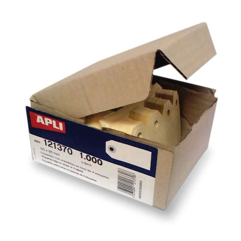 CONFEZIONE DA 1000 ETICHETTE APLI CON RONDELLA PER APPENDERLE, 80 X 38 MM - COLORE CREMA