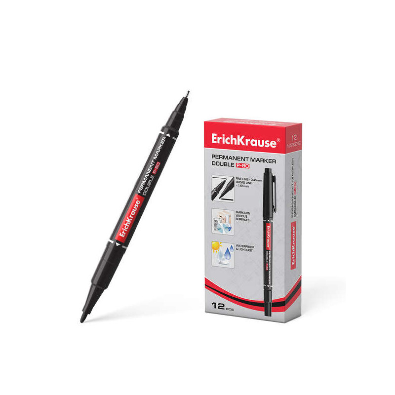 PENNARELLO INDELEBILE A DOPPIA PUNTA ERICHKRAUSE DOUBLE P-80 - PUNTA DA 1,65 MM E DA 0,45 MM - NERO