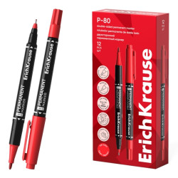 PENNARELLO INDELEBILE A DOPPIA PUNTA ERICHKRAUSE DOUBLE P-80 - PUNTA DA 1,65 MM E DA 0,45 MM - ROSSO