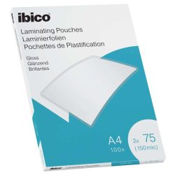 CONFEZIONE DA 100 FOGLI PER PLASTIFICAZIONE LUCIDI IBICO FORMATO A4, SPESSORE 75 MICRON