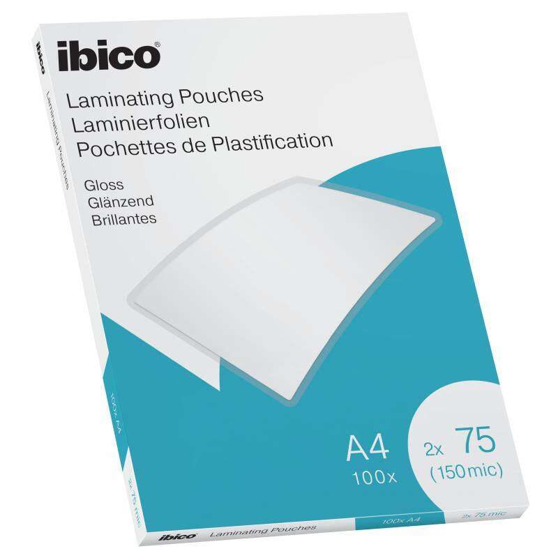 CONFEZIONE DA 100 FOGLI PER PLASTIFICAZIONE LUCIDI IBICO FORMATO A4, SPESSORE 75 MICRON