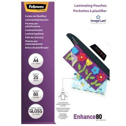 CONFEZIONE DA 25 BUSTE PER PLASTIFICAZIONE LUCIDE FELLOWES FORMATO A4 - 80 MICRON - ALTA QUALITÀ - TRASPARENTI