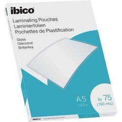 CONFEZIONE DA 100 FOGLI PER PLASTIFICAZIONE LUCIDI IBICO FORMATO A5, SPESSORE 75 MICRON