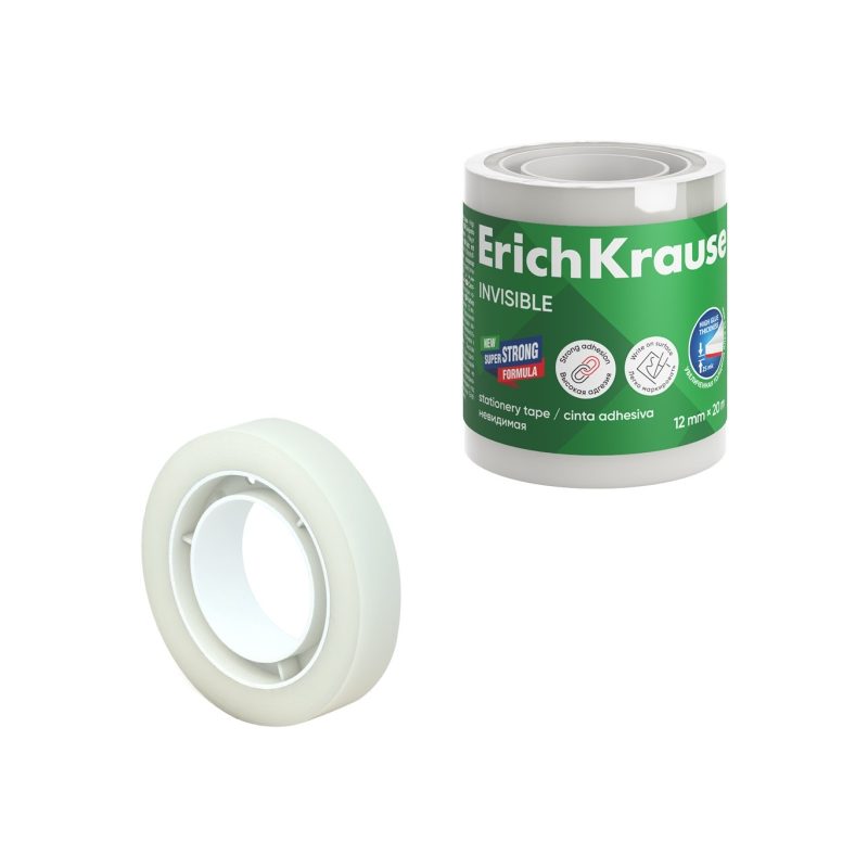 NASTRO ADESIVO INVISIBILE ERICHKRAUSE 12 MM X 20 M - SUPERFICIE OPACA - SCRIVIBILE - TRASPARENTE